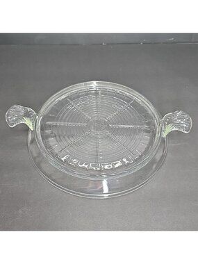 Vintage Fire-King Anchor Hocking Raised Glass Trivit W/ Handles 7.5in